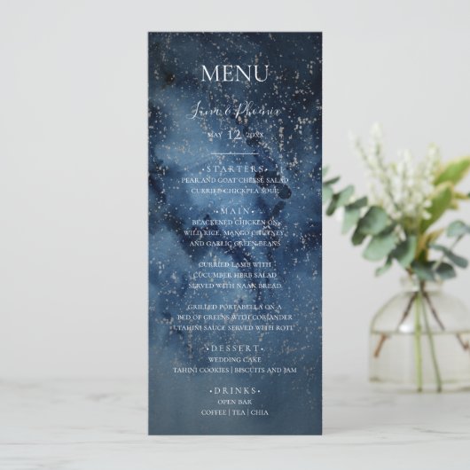 Celestial Night Sky | Menu Zilverweddenschap (Staand voorkant)