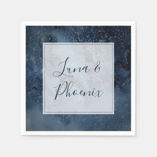Celestial Night Sky met Lijst bruiloft Napkins Servet (Voorkant)