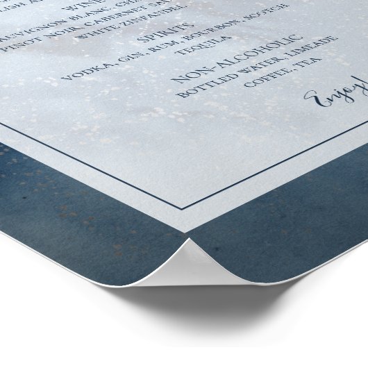 Celestial Night Sky met Lijst Drink Menu Sign. Poster (Hoek)