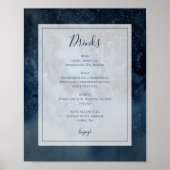 Celestial Night Sky met Lijst Drink Menu Sign. Poster (Voorkant)