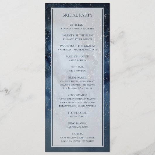 Celestial Night Sky met Lijst Wedding Programme Programmakaart (Achterkant)