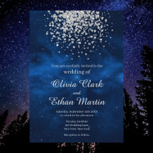 Celestial Night Sky met zilveren Confetti bruiloft