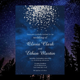 Celestial Night Sky met zilveren Confetti bruiloft Kaart