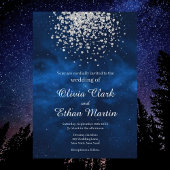 Celestial Night Sky met zilveren Confetti bruiloft Kaart