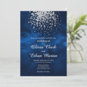 Celestial Night Sky met zilveren Confetti bruiloft Kaart (Staand voorkant)
