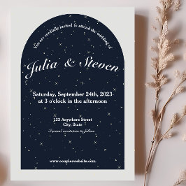 Celestial Night Sky Navy Arch & Star Background Save The Date