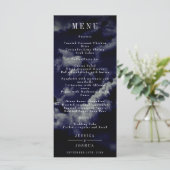 Celestial Night Sky Navy Blauw Huwelijksdiner Menu (Staand voorkant)