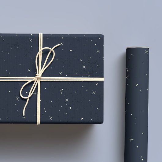 Celestial Night Sky Navy Blauw Inpakpapier Vel