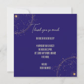 Celestial Night Sky Navy Blue en Gold Wedding Bedankkaart (Achterkant)
