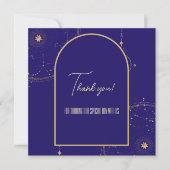 Celestial Night Sky Navy Blue en Gold Wedding Bedankkaart (Voorkant)