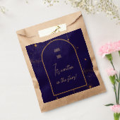 Celestial Night Sky Navy Blue en Gold Wedding Bedankzakje (Gezegeld)