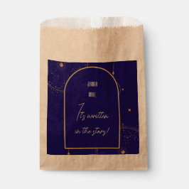 Celestial Night Sky Navy Blue en Gold Wedding Bedankzakje