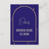 Celestial Night Sky Navy Blue en Gold Wedding Informatiekaartje (Voorkant)