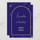 Celestial Night Sky Navy Blue en Gold Wedding Kaart (Voorkant / Achterkant)