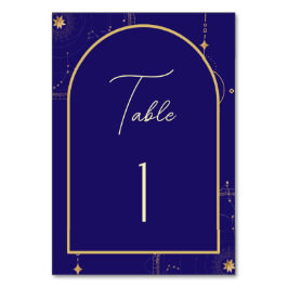 Celestial Night Sky Navy Blue en Gold Wedding Kaart