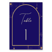 Celestial Night Sky Navy Blue en Gold Wedding Kaart (Achterkant)