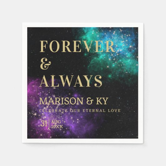 Celestial Night Sky Pink Blauwgroen Nebula Star We Servet (Voorkant)