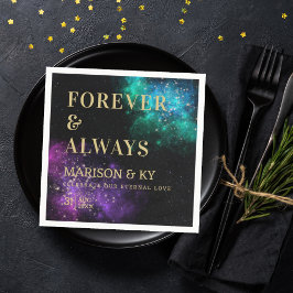 Celestial Night Sky Pink Blauwgroen Nebula Star We Servet