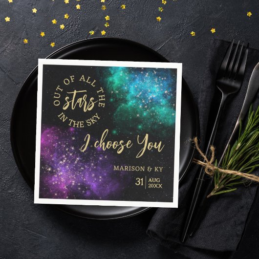 Celestial Night Sky Pink Blauwgroen Nebula Star We Servet