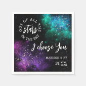 Celestial Night Sky Pink Blauwgroen Nebula Star We Servet (Voorkant)