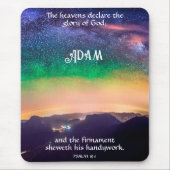 Celestial Night Sky Psalm 19:1 Schrift Verse Muismat (Voorkant)