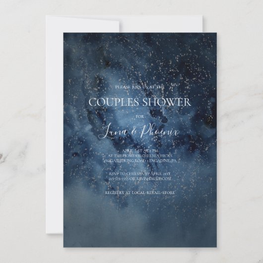 Celestial Night Sky | Silver Couples Shower Kaart (Voorkant)