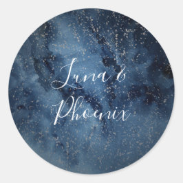 Celestial Night Sky | Silver Envelope-afdichtingen Ronde Sticker