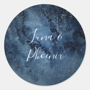 Celestial Night Sky   Silver Envelope-afdichtingen Ronde Sticker