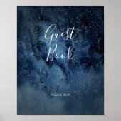 Celestial Night Sky | Silver Guest Book Sign Poster (Voorkant)
