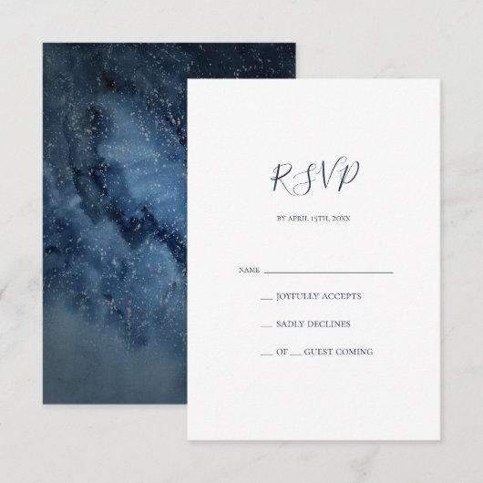 Celestial Night Sky | Silver RSVP-kaart RSVP Kaartje (Voorkant / Achterkant)