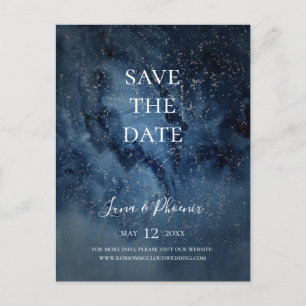 Celestial Night Sky Silver Save the Date Briefkaar Uitnodiging Briefkaart