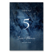 Celestial Night Sky | Silver Table Number Kaart (Voorkant)