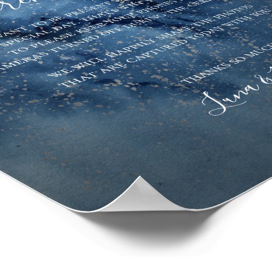 Celestial Night Sky Silver Unplugged Ceremony Sign Poster (Hoek)