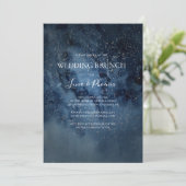 Celestial Night Sky | Silver Wedding Brunch Kaart (Staand voorkant)