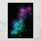 Celestial Night Sky Space Nebula Gold Star Wedding Folie Uitnodiging (Achterkant)