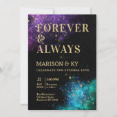 Celestial Night Sky Space Nebula Gold Star Wedding Kaart (Voorkant)