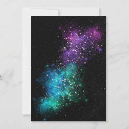 Celestial Night Sky Space Nebula Gold Star Wedding Kaart (Achterkant)