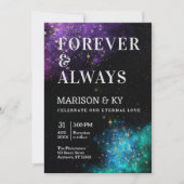 Celestial Night Sky Space Nebula Gold Star Wedding Kaart (Voorkant)