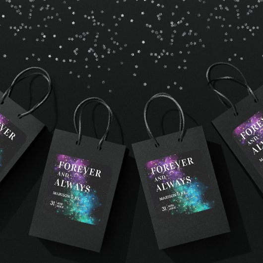 Celestial Night Sky Space Nebula Gold Star Wedding Vierkante Sticker