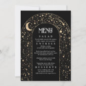 Celestial Night Sky Stars Arch Zwart Bruiloft Menu Kaart (Voorkant)