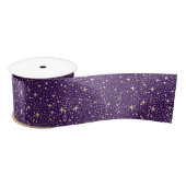 Celestial Night Sky Stars Paarse Satijnen Lint (Spoel)