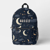 Celestial Night Sky Sterren Monogram Bedrukte Rugzak (Voorkant)