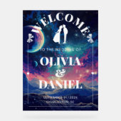 Celestial Night Sky Wedding Welcome Acrylic Sign Acryl Bord (Voorkant)