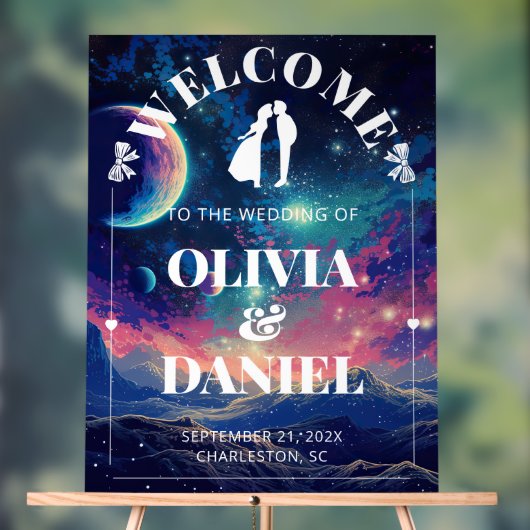 Celestial Night Sky Wedding Welcome Acrylic Sign Acryl Bord (Neutraal)