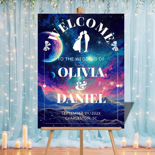 Celestial Night Sky Wedding Welcome Acrylic Sign Acryl Bord