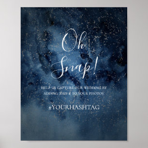 Celestial Night Sky   Zilver Oh Snap Hashtag Sign Poster