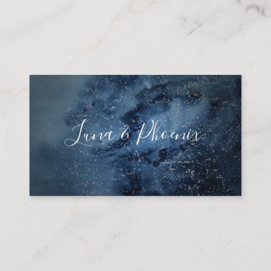 Celestial Night Sky | Zilverflatweddenschap Plaatskaartje (Achterkant)