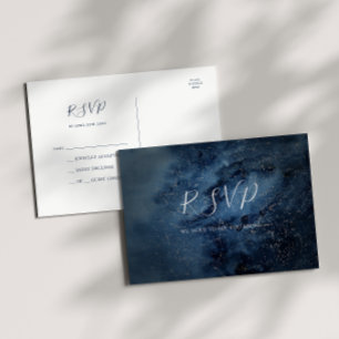 Celestial Night Sky   Zilverweddenschap RSVP-Brief Briefkaart
