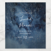 Celestial Night Sky | Zilverweddenschap Wijnlabel Wijn Etiket (Enkel label)