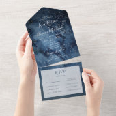 Celestial Night Sky | Zilverzegel en verzend All In One Uitnodiging (Afscheurbaar)